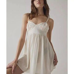 Free People Intimately Bed of Roses Babydoll Boho Slip Dress NWOT